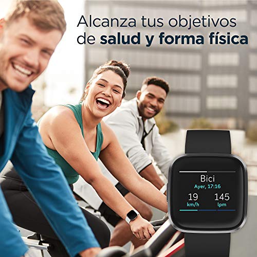 Fitbit Versa 2, Smartwatch con control por voz, puntuación del sueño y música, batería de +4 días