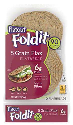 Flatout Dóblela Artisan Pan Plano, 5 Grano de Lino, 9 Oz - 4 Paquete