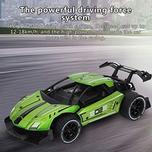 FOLOSAFENAR 1/16 Coche de Control Remoto de Alta Velocidad, RC Drift Sports Racing Cars Simulación inalámbrica Coche RC electrónico Gran Regalo para niños (Verde)