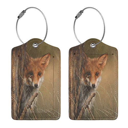 Fox Hide and Seek - Juego de etiquetas de piel para maleta, accesorios de viaje, etiquetas para equipaje