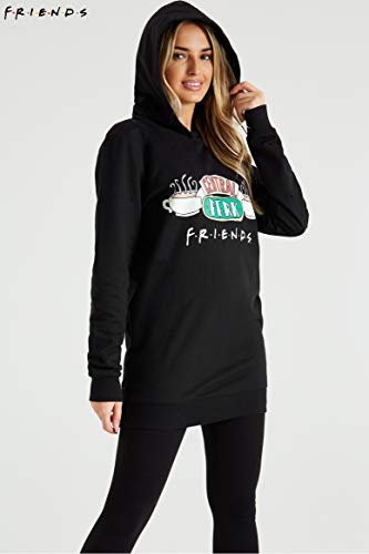 Friends Sudaderas Mujer, Sudaderas Anchas con Capucha, Vestido Sudadera Mujer, Regalos para Mujer y Adolescente Talla S-XL (Negro, M)