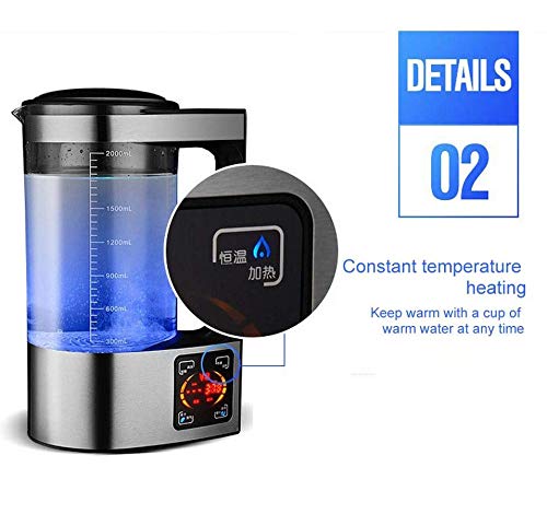 FZ FUTURE Copa de Agua portátil Botella ionizador de Agua Súper Antioxidan Rico en hidrógeno 2L de Gran Capacidad, hidrógeno Generador de Agua alcalina Hacer