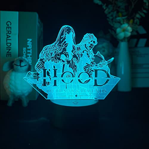 Games Hood Outlaws & Legends 3D LED Night Light Simulation Foto, regalo para niños, control remoto 16 colores, regalo de cumpleaños, lámpara