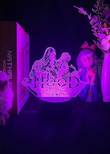 Games Hood Outlaws & Legends 3D LED Night Light Simulation Foto, regalo para niños, control remoto 16 colores, regalo de cumpleaños, lámpara