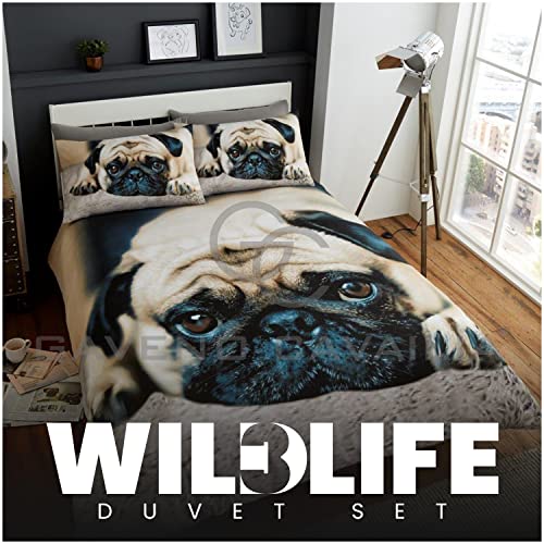 Gaveno Cavailia Wildlife 3D Sweet Pug - Juego de Cama con Funda de edredón y Funda de Almohada, poliéster y algodón, Multicolor