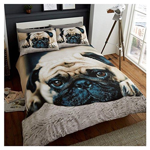 Gaveno Cavailia Wildlife 3D Sweet Pug - Juego de Cama con Funda de edredón y Funda de Almohada, poliéster y algodón, Multicolor