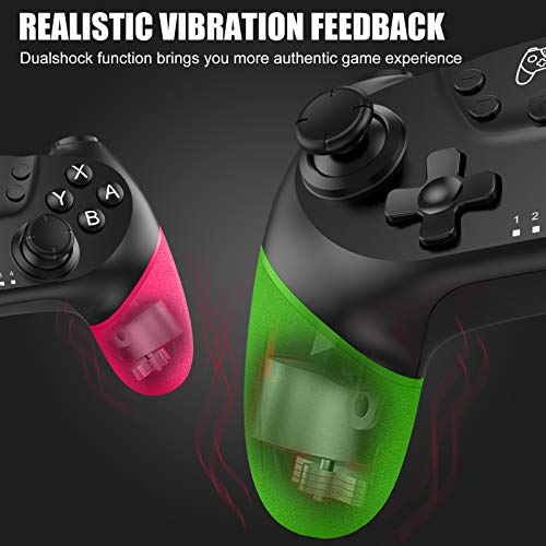 Gezimetie Mando Compatible para Switch, Wireless Bluetooth Pro Controller Controlador Inalámbrico con Función Gyro Axis/Dual Shock y Turbo Compatible con Switch/ Switch Lite