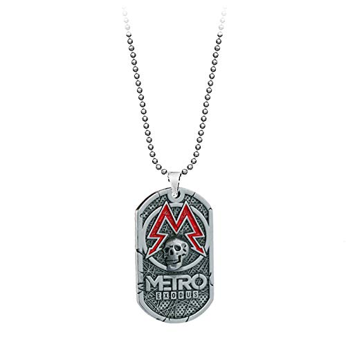 guodong Juego Metro 2033 Collar De Cadena De Metal para Hombre, Collar con Colgante De Etiqueta De Perro Cuadrada con Calavera, Joyería De Recuerdo De Kolye Vintage Punk para Mujer