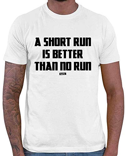 Hariz – Camiseta para hombre, con texto "A Short Run is Better Than No Run Jogging Correr Plus tarjetas de regalo Blanco XXXL