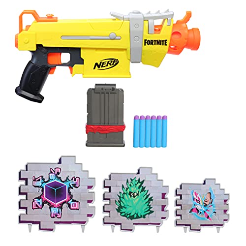 Hasbro Nerf Fortnite SMG-L - Blaster motorizado - Contiene 3 Objetivos - con Cargador de 6 Dardos y 6 Dardos Nerf Elite