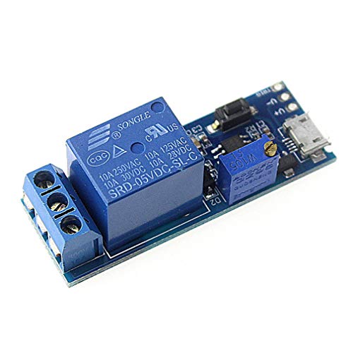 HiLetgo 2pcs Trigger Time Delay Switch Relay Module Adjustable Time Delay Control Swtich Trigger Delay Conduction Relay Switch Module Wide Voltage Delay Relay DC 5V-30V Micro USB Power