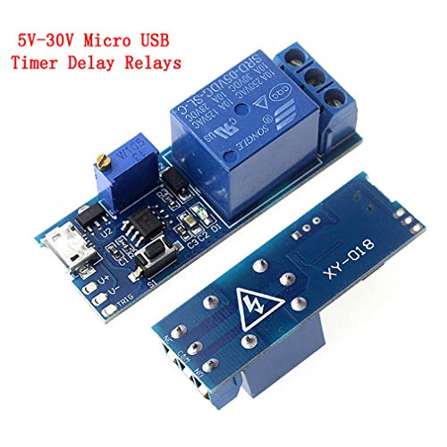 HiLetgo 2pcs Trigger Time Delay Switch Relay Module Adjustable Time Delay Control Swtich Trigger Delay Conduction Relay Switch Module Wide Voltage Delay Relay DC 5V-30V Micro USB Power