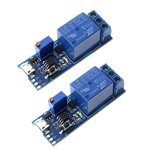 HiLetgo 2pcs Trigger Time Delay Switch Relay Module Adjustable Time Delay Control Swtich Trigger Delay Conduction Relay Switch Module Wide Voltage Delay Relay DC 5V-30V Micro USB Power