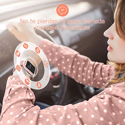 Hommie Reloj Inteligentes Mujer, Smartwatch Mujer con 17 Deportes, Pulsómetros, Monitor de Sueño, Cronómetros, Caloría, Cámara, GPS, Relojes Inteligentes Mujer para iOS y Android, Rosa, 2 Correas