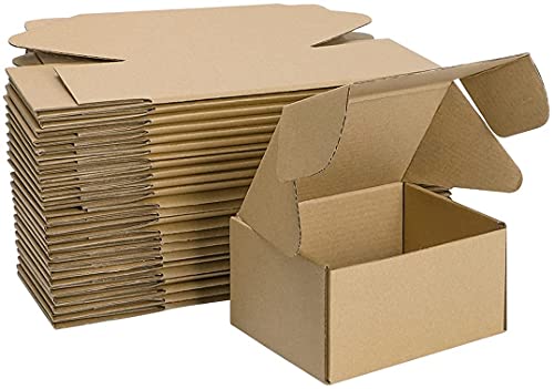 HORLIMER 15,3x10,2x7,6 cm Cajas de Carton con Tapa para Envios de Paquete, 25 Pack, Cajitas de Papel Kraft para Regalo o Embalaje, Marrón