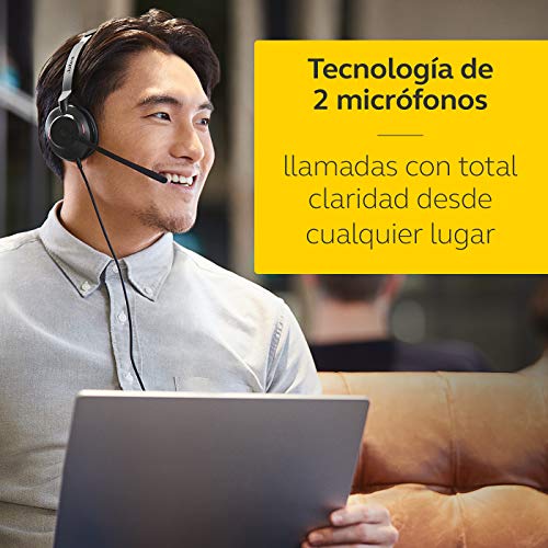 Jabra Evolve2 30 - Auriculares Estéreo con Cancelación de Ruido y Tecnología de Llamada de 2 Micrófonos - Certificados para Microsoft Teams - Cable USB-A - Negro