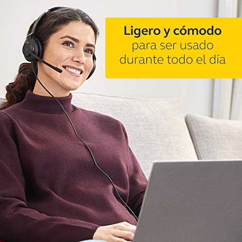 Jabra Evolve2 30 - Auriculares Estéreo con Cancelación de Ruido y Tecnología de Llamada de 2 Micrófonos - Certificados para plataformas UC - Cable USB-C - Negro