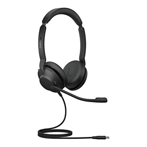 Jabra Evolve2 30 - Auriculares Estéreo con Cancelación de Ruido y Tecnología de Llamada de 2 Micrófonos - Certificados para plataformas UC - Cable USB-C - Negro