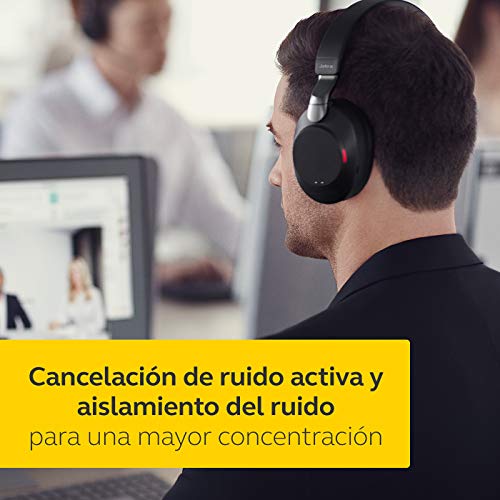 Jabra Evolve2 85 Auriculares Inalámbricos Estéreo con Soporte de Carga - Certificados para Microsoft Teams - Batería de Larga Duración - Adaptador Bluetooth USB-C - Negro