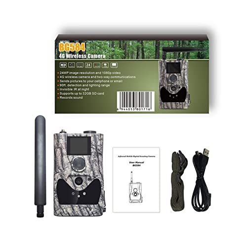 JJXX-BZ Cámara de vigilancia de Animales 4G Wireless Wildlife Trail Cameras Cloud Service Support 2 4MP Invisible Night Vision 90ft Suena Grabación Game Call Photo Traps Vigilancia ecológica