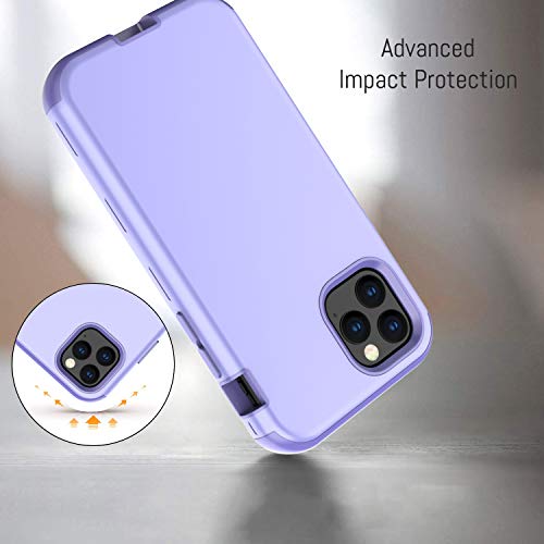 Kit Me Out World - Funda De La Serie Invencible para iPhone 11 Pro (5,8") con Tres Capas con Respaldo Duro y Capa de Silicona para Máxima Protección y Resistencia contra Golpes y Caídas, Lila Claro