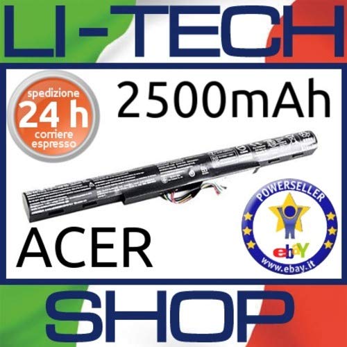 LI-TECH Batería compatible 2500 mAh para Acer Aspire E15 E5573-P5KC Negro Pila nueva 36 Wh