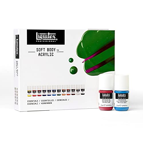 Liquitex Soft Body - Set de pintura acrílica profesional de 12 tubos de 22ml Colores Esenciales