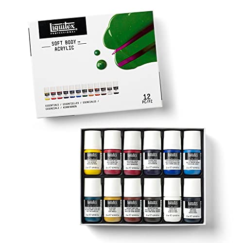 Liquitex Soft Body - Set de pintura acrílica profesional de 12 tubos de 22ml Colores Esenciales