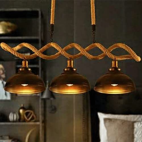 LIXAMP 3-Luces Antigua Hierro Industrial Colgando Lámpara Rust Rhouse Cuerda Cuerda Colgante Luz Vintage Bellar Bar Chandelier Club Cafe Tienda Luz de Drop Light Lighture Decorativo E27 Edison