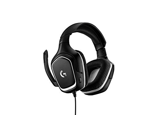 Logitech G332 Auriculares Gaming con Cable, Audio Estéreo, Transductores 50 mm, 3.5 mm Jack, Micrófono Volteable para Silenciar, Ligero, PC/Mac/Xbox One/PS4/Nintendo Switch, Negro/Blanco