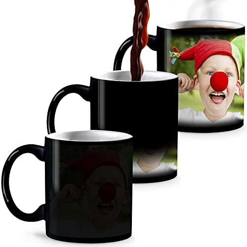 LolaPix Taza mágica. Taza mágica Personalizada. Taza con Foto. Regalo Original. Negra