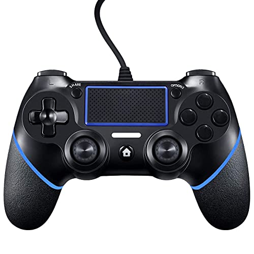 Mando para PS4, Controlador De Juegos Con Cable para PlayStation4 / Pro / Slim / PC, Gamepad Con Vibración Dual, Agarre Antideslizante y Cable USB