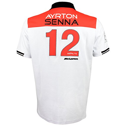 MBA-SPORT Ayrton Senna McLaren - Polo del Campeón del Mundo de 1988, ASV-17-550, Blanco, extra-large