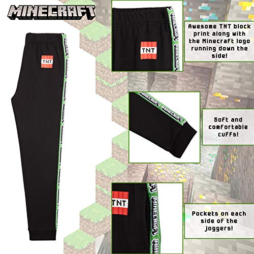 Minecraft Chandal Niño, Ropa Niño Deportiva, Pantalon Chandal en Color Gris o Negro, Pantalones Deporte Largos para Chicos, Regalos para Niños y Adolescentes Edad 5-14 Años (11-12 años, Negro)