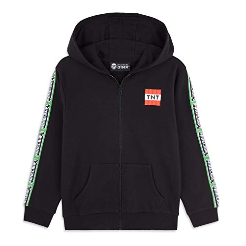 Minecraft Sudadera Niño, Sueter de Manga Larga con Capucha y Cremallera, Ropa Niño Diseño de Creeper, Regalos para Niños Adolescentes Edad 5-14 Años (11-12 años, Negro)