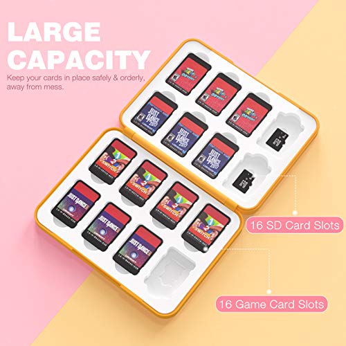 MoKo Funda para Almacenamiento para Switch Juegos Compatible con Nintendo Switch & Switch Lite & Switch OLED, Organizador de 16 Tarjetas de Juego Impermeable Estuche Caja de Tarjeta - Perro Naranja