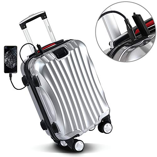 Monzana Set de 3 Maletas Ikarus Plata M L XL Puerto USB Juego de valijas de Viaje Equipaje 38L 90L 105L