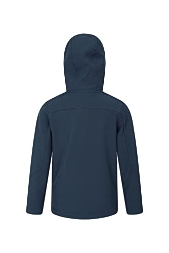 Mountain Warehouse Exodus Chaqueta Softshell para niño - Chaqueta Impermeable con Forro Polar, Cortavientos, Transpirable Trekking, montaña y Entretiempo Azul Marino 11-12 Años