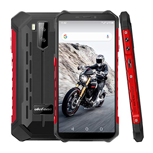 Móvil Libre Resistente,Ulefone Armor X5 4G Móvil Antigolpes Baratos,Octa-Core 3GB RAM 32GB (SD :256GB), 5.5 ”IP68 Impermeable Moviles Todoterreno,5000mAh Batería, Desbloqueo Facial NFC,(Roja)