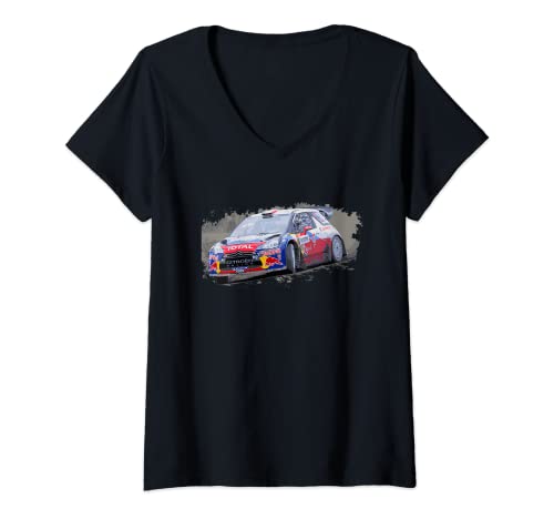 Mujer Campeón de coches de rally Sebastien Loeb Camiseta Cuello V