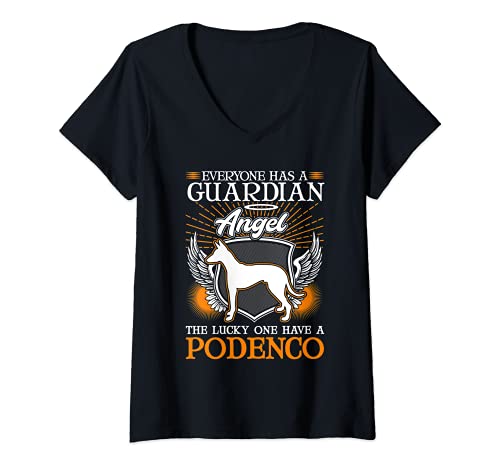 Mujer Podenco Ángel guardian Sabueso ibicenco Podenco Camiseta Cuello V