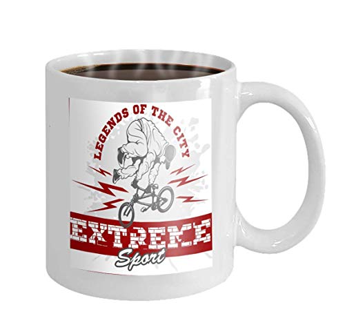 N\A Taza de café de 11 oz BMX Rider diseño de Equipo Urbano Freestyle Bike Trial Kawaii Novedad Regalos de cerámica Taza de té