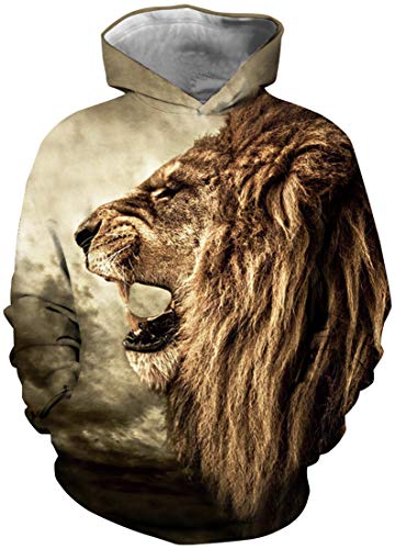 PANOZON Niños Sudadera Deportiva Casual Impresión 3D de Animales Dibujos Animados (XS,León amarillo-23)