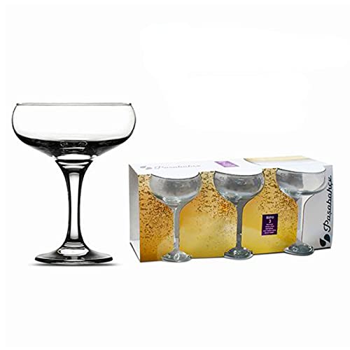 Pasabahce - Juego de 3 copas de cava, champán de cristal 27 cl. Set copas, vasos vidrio champagne modelo Bistro, elegantes. Perfectas para celebraciones, fiestas, aptas para lavavajillas