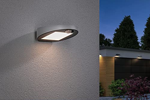 Paulmann 94247 Ryse - Lámpara solar de pared LED para exteriores 1 bombilla de 1,2 W de color blanco y plástico 3000 K de luz blanca cálida, 1,2 W.