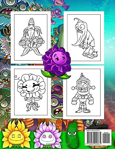 Plants And Zombies Coloring Book: Activity Book For Kids Ages 3-8 And Any Fan of Plants And Zoombies Drawing, Coloring, Relaxing And Calming Their Mind