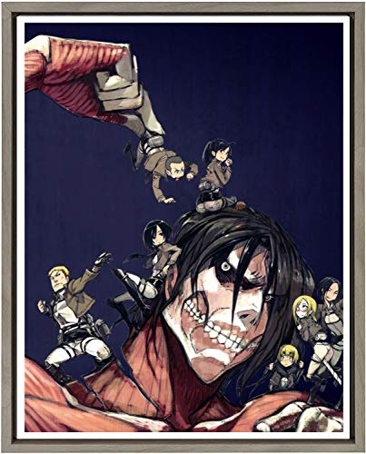 Póster colorido de anime Attack On Titan Eren Mikasa Annie de tela de papel, 20 x 10 pulgadas, sin marco, 8 unidades