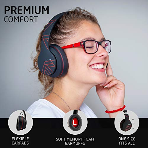 PowerLocus Auriculares Inalámbricos Diadema, Cascos Bluetooth con Micrófono Incorporado, Hi-Fi Sonido Estéreo Super Bass Audifonos Cerrados Inalámbrico y con Cable para iPhone/Samsung/Móviles/iPad/PC