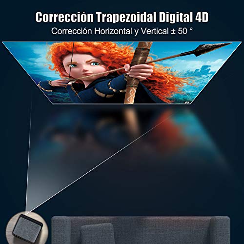 Proyector WiFi Bluetooth Full HD 1080P 4K Soporte, 9000 Lúmenes WiMiUS Proyector 5G WiFi Bluetooth 1080P Nativo Ajuste Digital 4P/4D Función Zoom Proyector WiFi Cine en Casa Para PPT,PS5,TV Stick,etc.