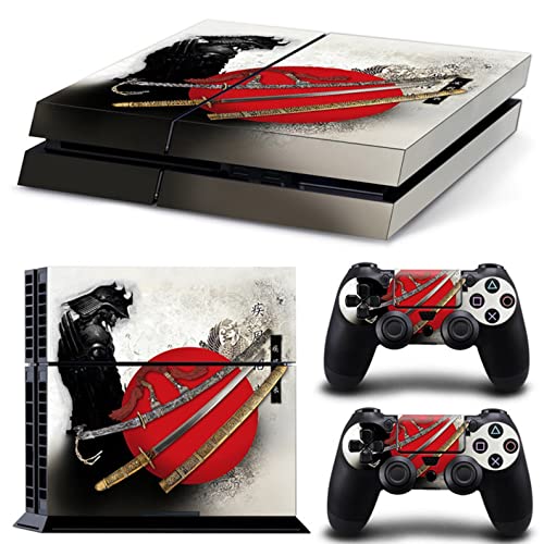 PS4 Skin Para Console Y Controller De 46 North Design, Misma Calidad Que La Decal Para Coche, Rojo Asia Anime Black Samurai Guerrero Arte Japón Katana, Alta Calidad, Duraderas, Fabricadas En Canadá